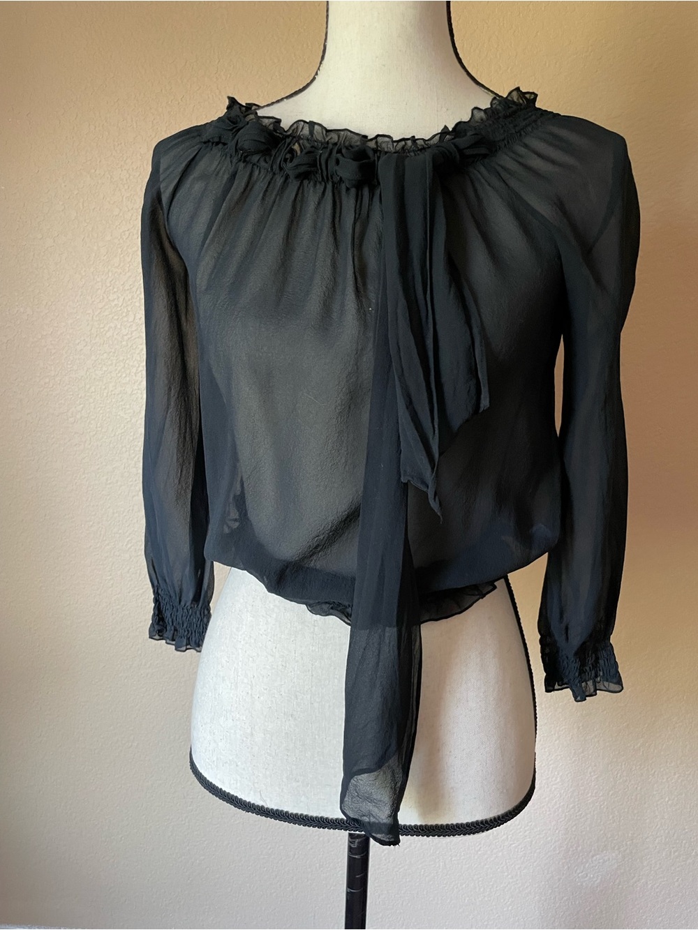 The Limited Black Off-Shoulder Sheer Blouse - Picture 2 of 9